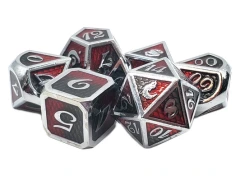 Old School 7 piece DnD RPG Dice Set: Dragon Scale - Black and Red